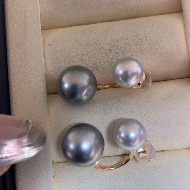 银S925镶嵌耳饰海水珍珠