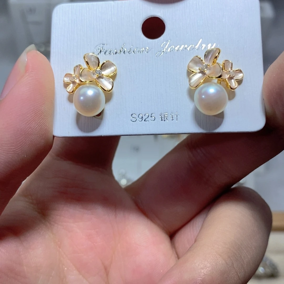 耳饰淡水珍珠银S925镶嵌