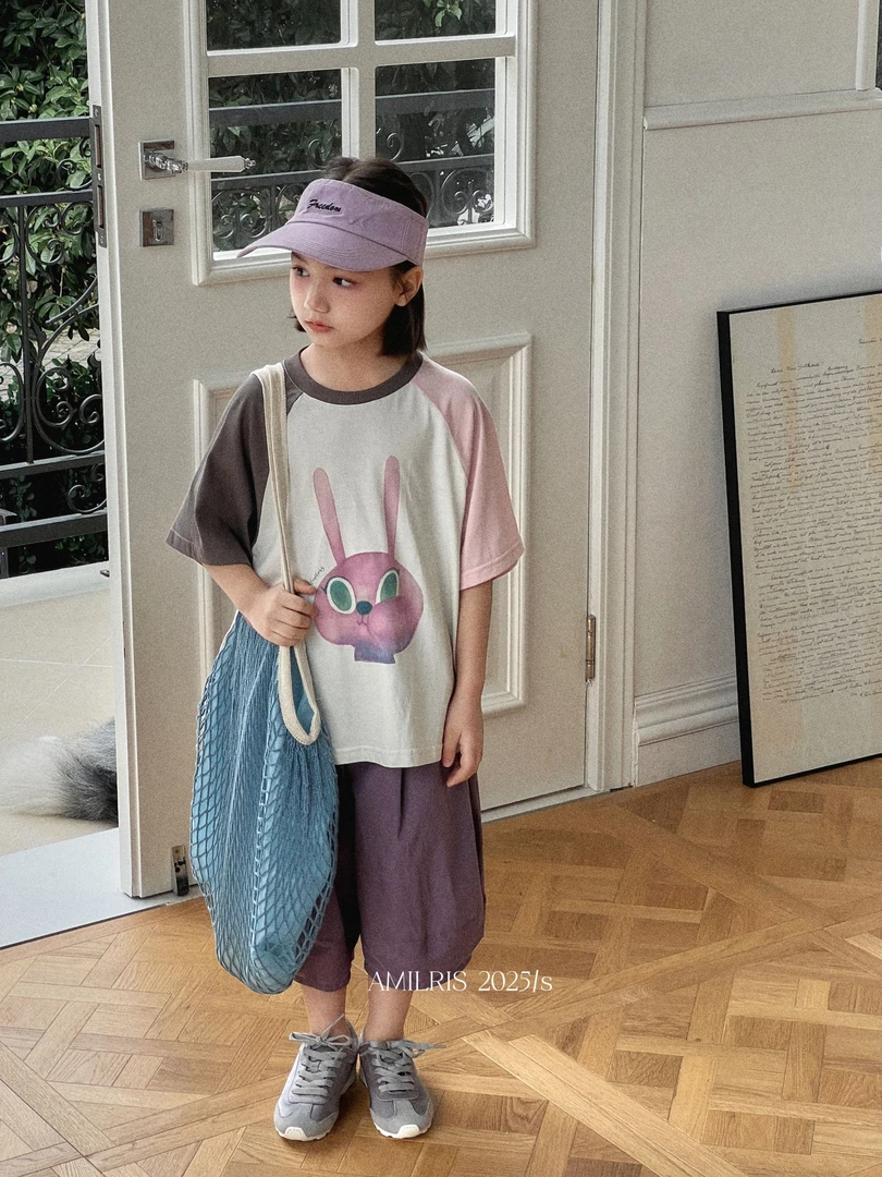 M8522-01015趣味拼色T恤/女中童120-160码儿童女童纯棉针织夏季