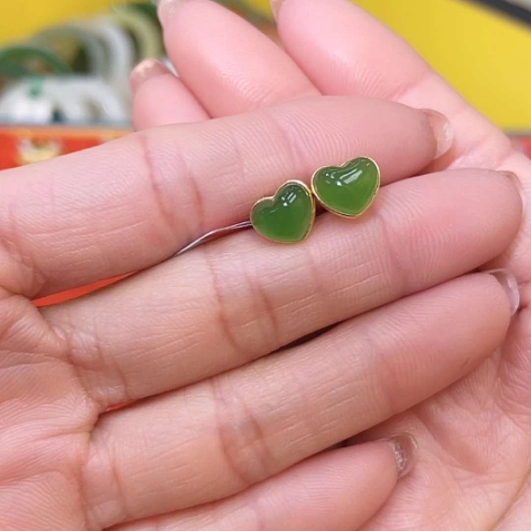 【闪购商品】和田玉耳饰18K金镶嵌