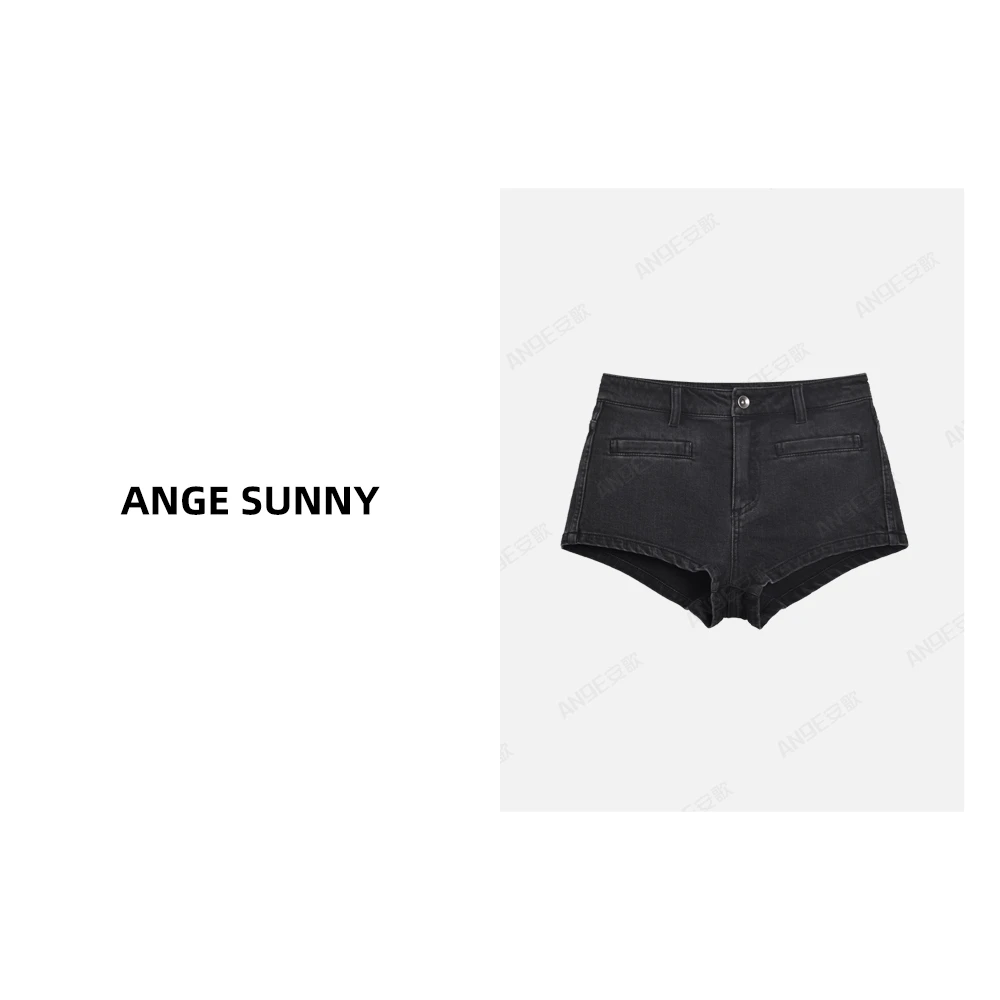 ANGE SUNNY【孙千同款 黑色牛仔短裤】SP风格经典黑水洗牛仔超短裤