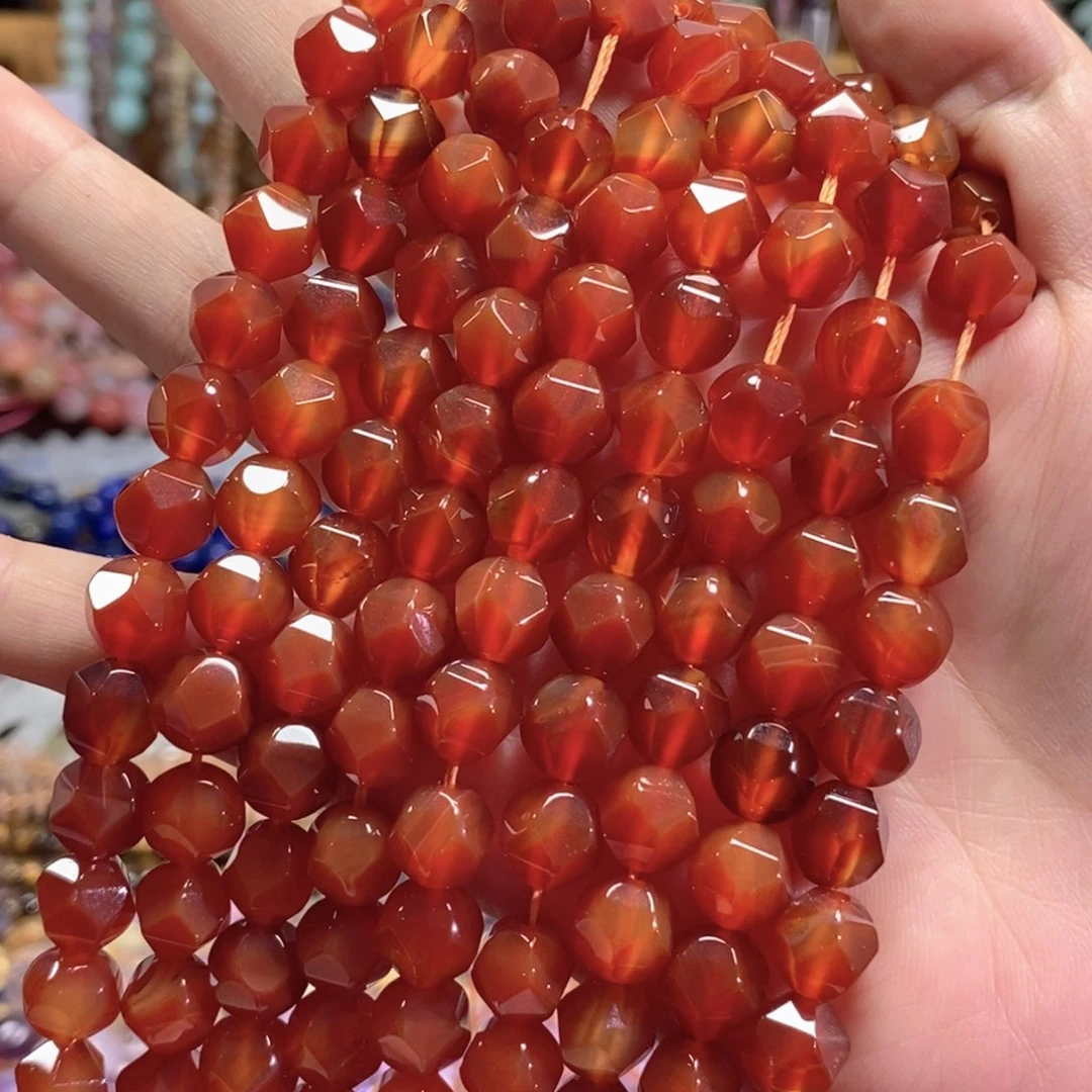 未镶嵌玛瑙/玉髓珠宝半成品红玛瑙万切一条卡10mm