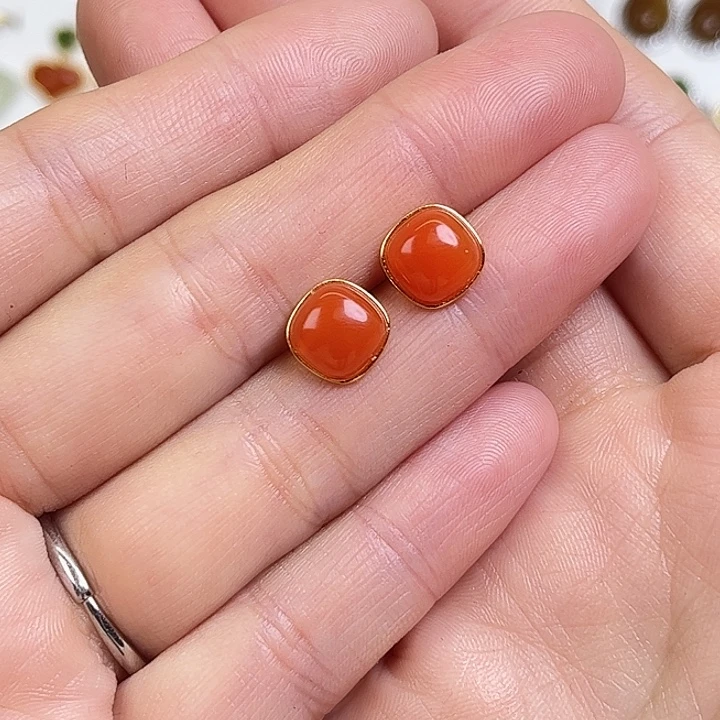 和田玉银S925镶嵌耳饰