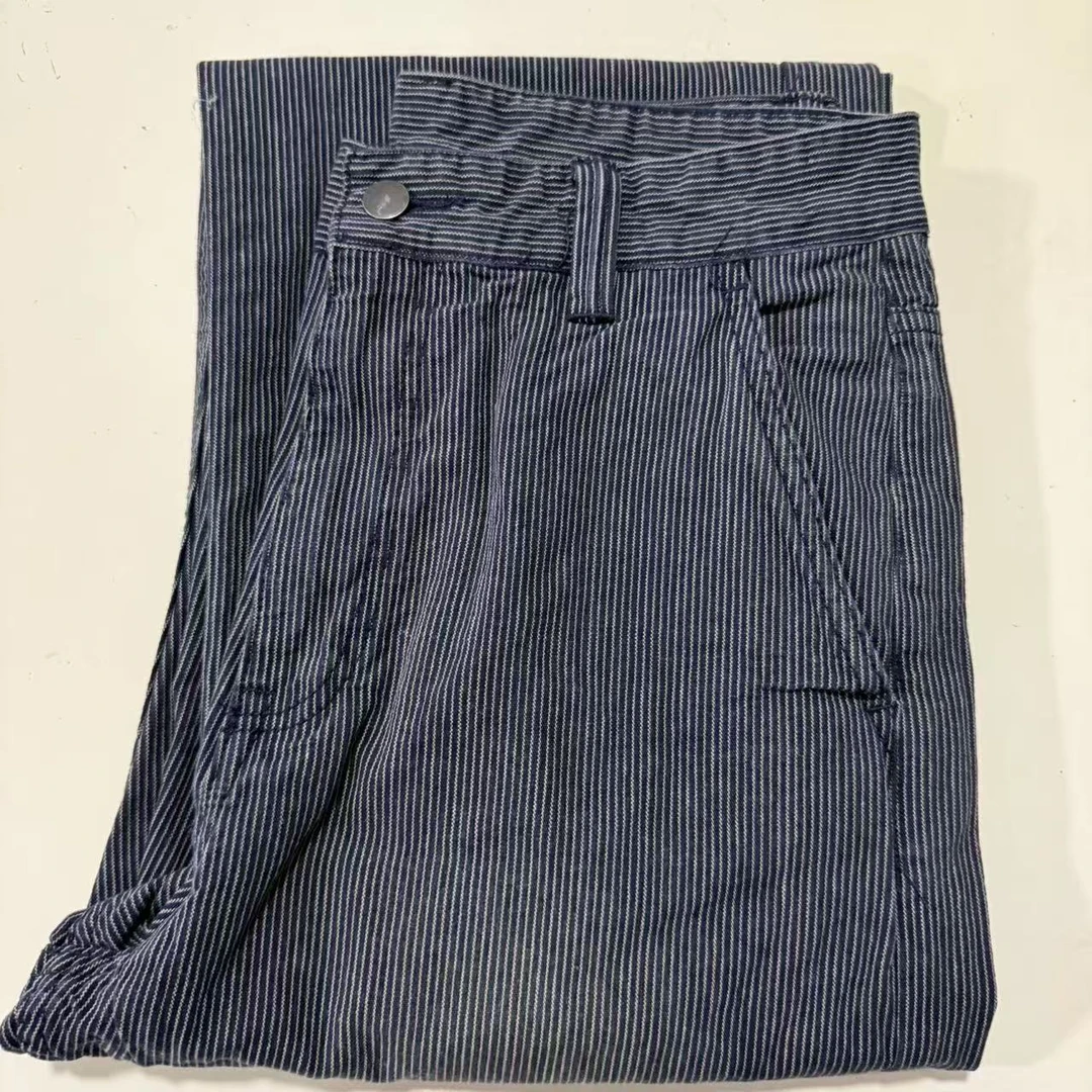 男士条纹直筒牛仔裤春季