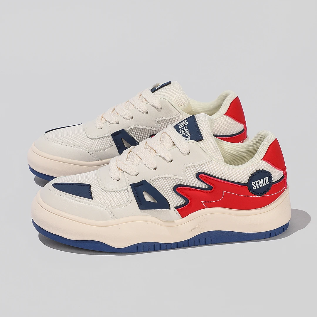 3018 米蓝SEMIR春季低帮板鞋女学生时尚百搭拼色线条耐磨运动鞋