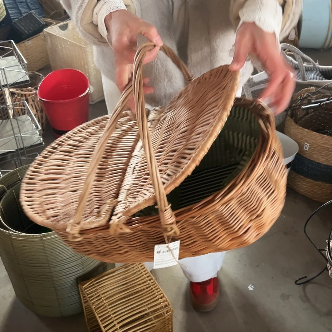 抖音直播间柳编野餐篮不带餐具