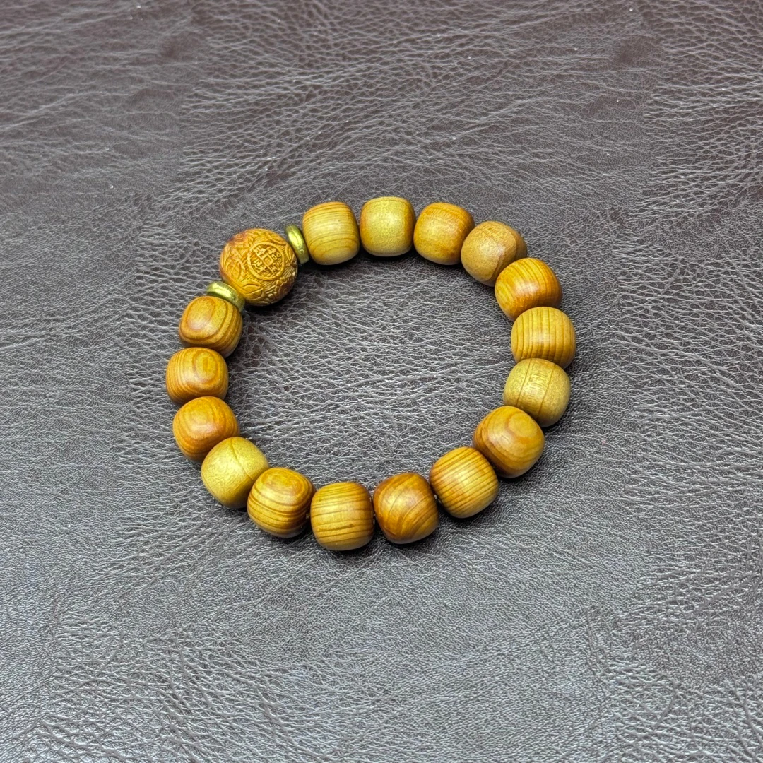 S0544崖柏1.2老型桶珠+招财精美手串无礼盒