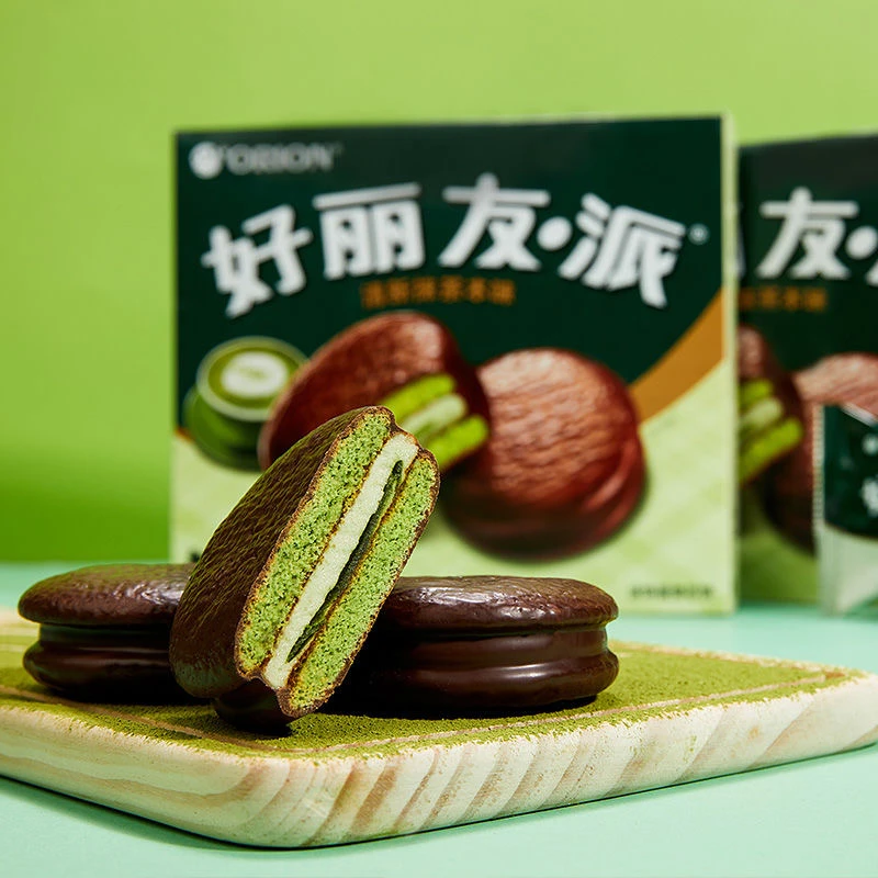 好丽友巧克力派抹茶味12枚派蛋糕点心甜点休闲零食