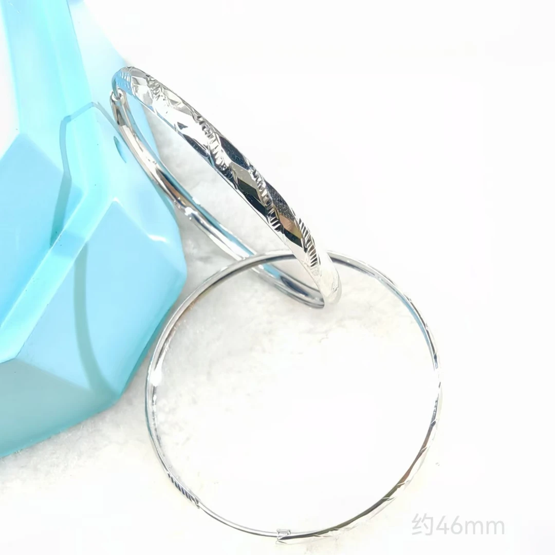 PT950铂金耳饰  简约菱格车花铂金耳圈 约46mm