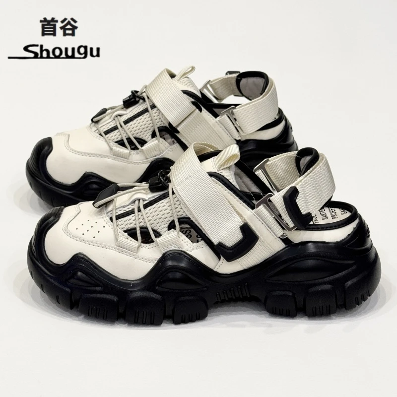 shougu/首谷爆款镂空透气登山鞋女厚底百搭isn时尚网红老爹鞋凉鞋