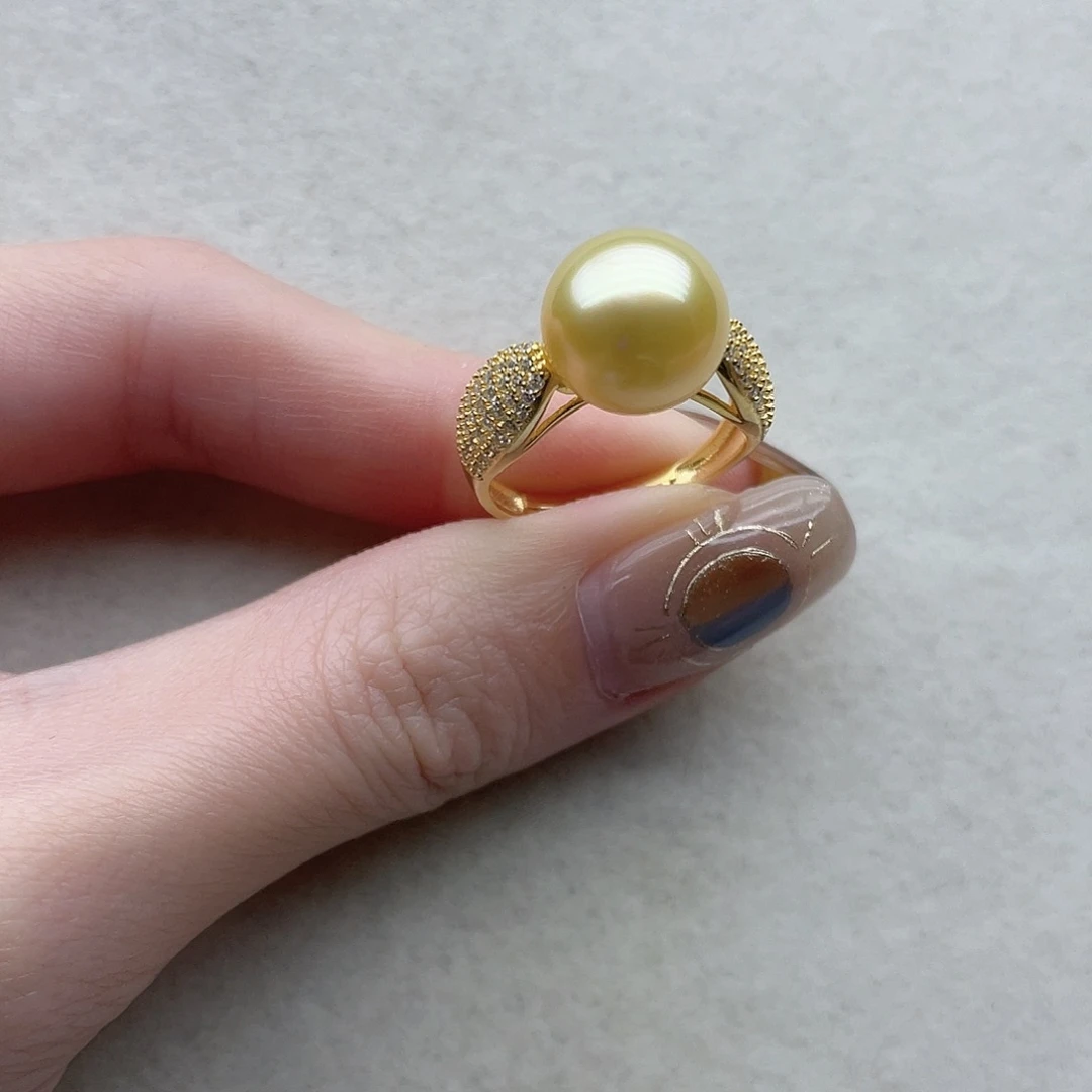 银S925镶嵌戒指35海水珍珠