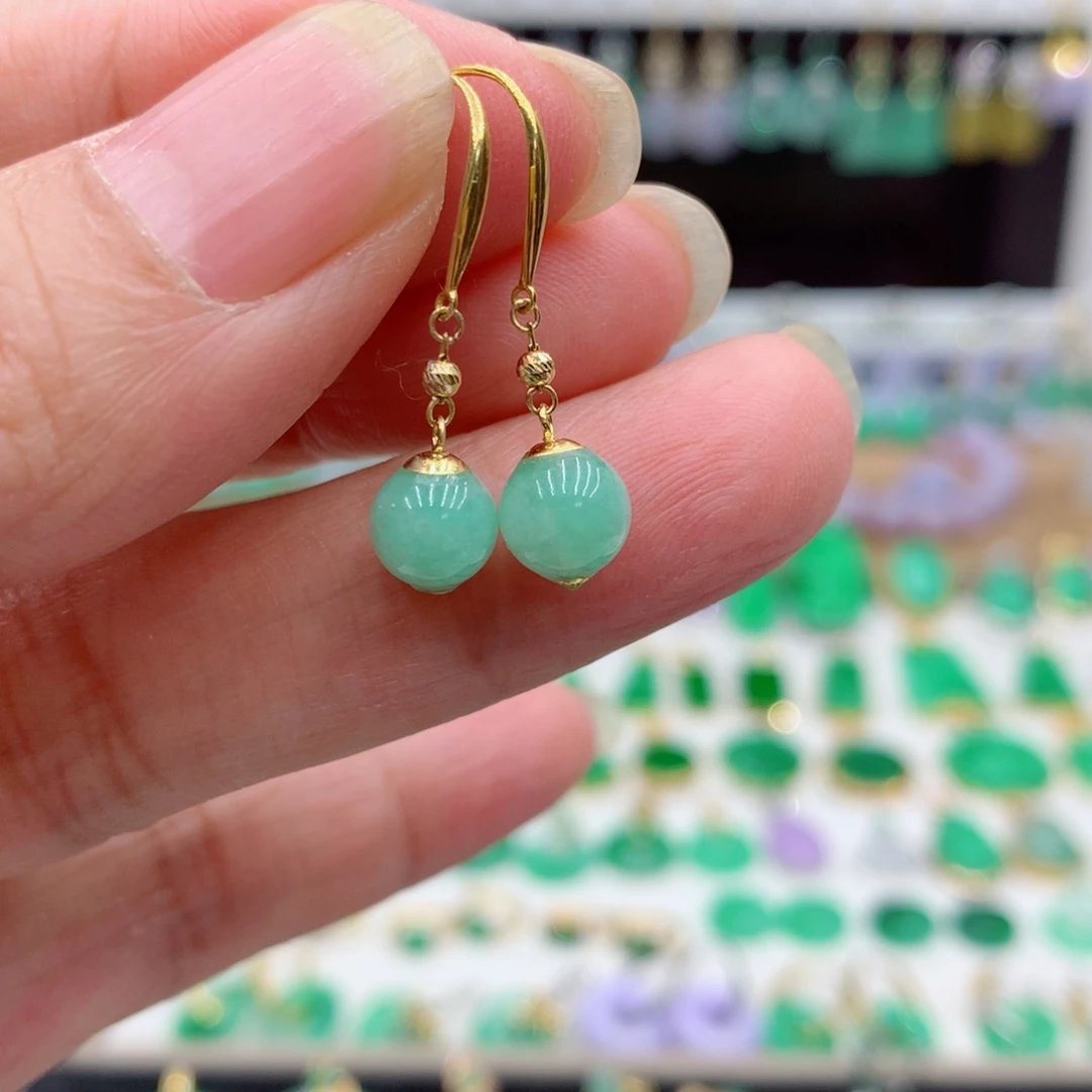 翡翠18K金镶嵌耳饰