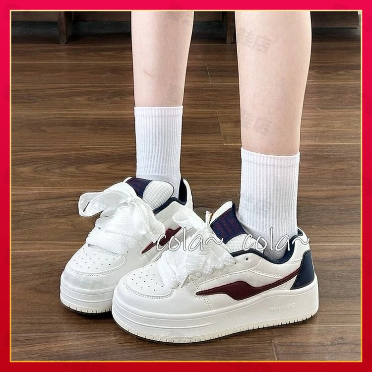 复古酒红色厚底面包鞋女2025春夏新款爆款百搭时尚休闲板鞋ins潮