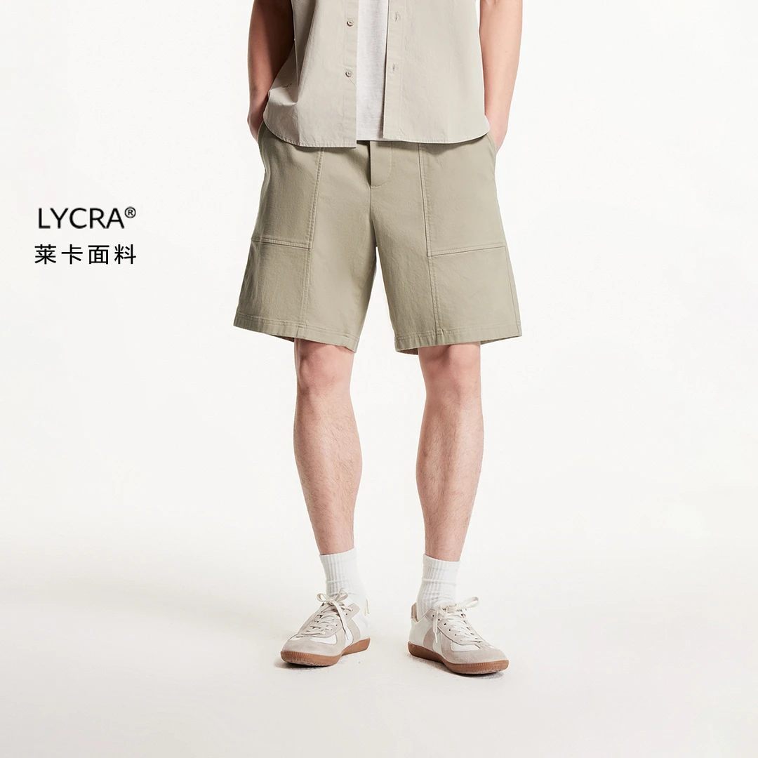 【商场同款】杰克琼斯夏季新款字母刺绣日常莱卡宽松五分裤短裤男装