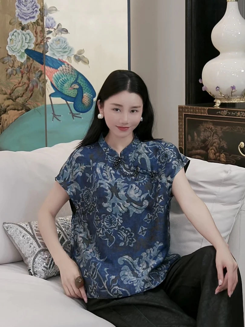 Betty Bairn【传承/雅韵清风】花萝香云纱桑蚕丝上衣25B-BW259