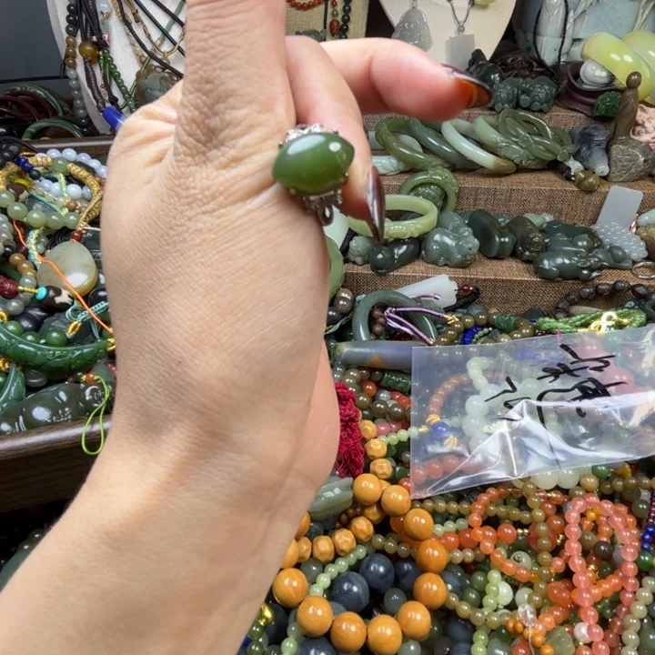 和田玉（碧玉）银S925镶嵌戒指