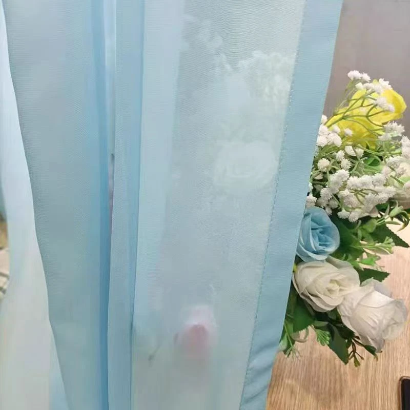 蓝色雪纺四米四爪勾加工可对开可做四米单片，尺寸可定制