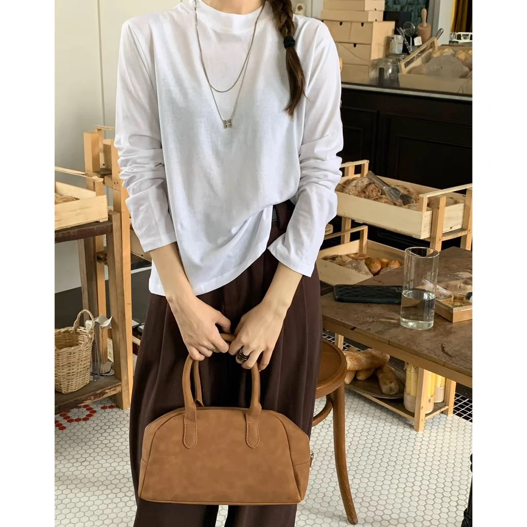 Y·J臻选· 设计感简约高级纯色纸片人T恤上衣