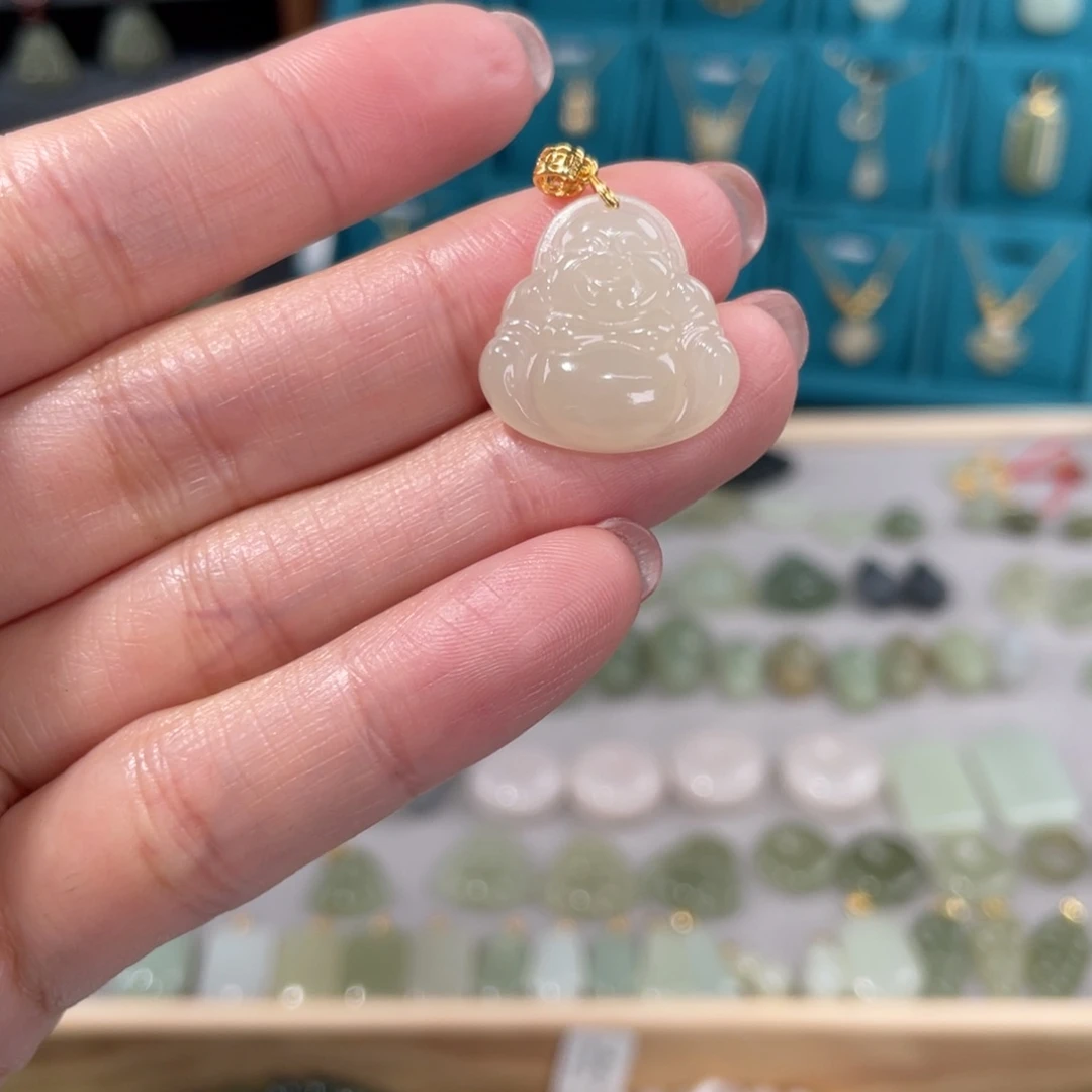 和田玉吊坠(赠链)银S925镶嵌