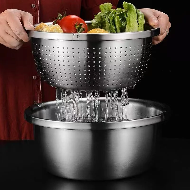 CROWHITO/克洛华蒂304不锈钢漏盆洗菜盆家用淘米筛沥水盆厨房菜盆