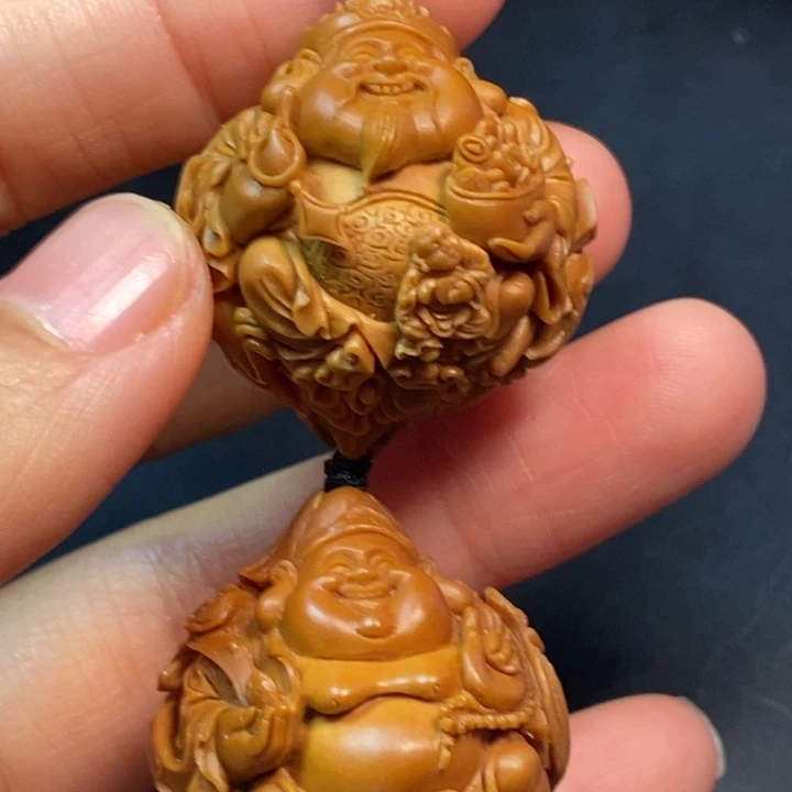 长***来橄榄核手串/手链财神弥勒单子一对