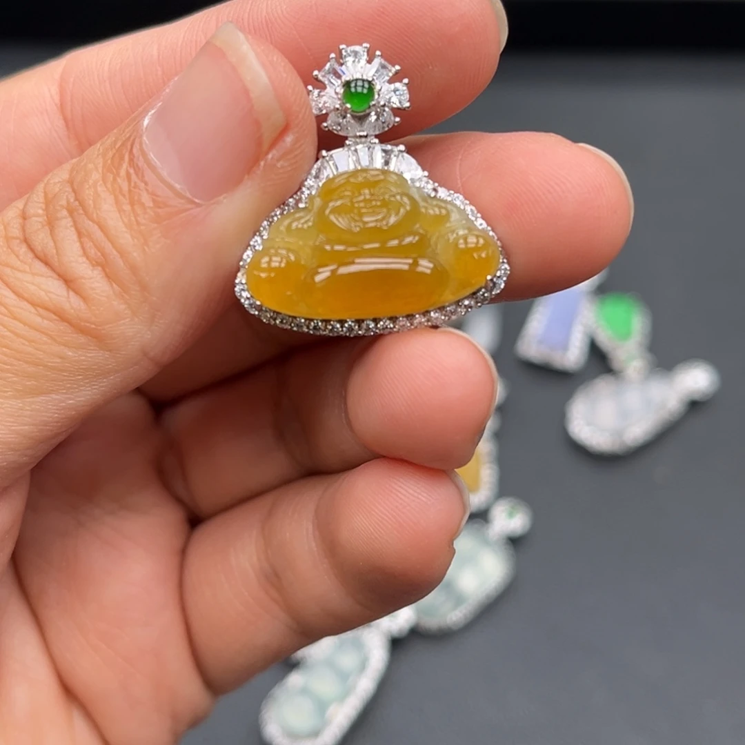 翡翠银S925镶嵌吊坠(不含链)