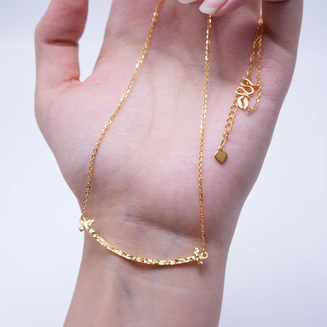 【金项链】碎冰微笑套链（长款）黄金5G足金999精致百搭通勤零附加