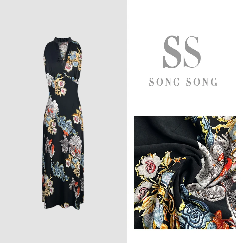 SONG-原创【连衣裙-花好月圆】中式重工设计时尚百搭显瘦气质