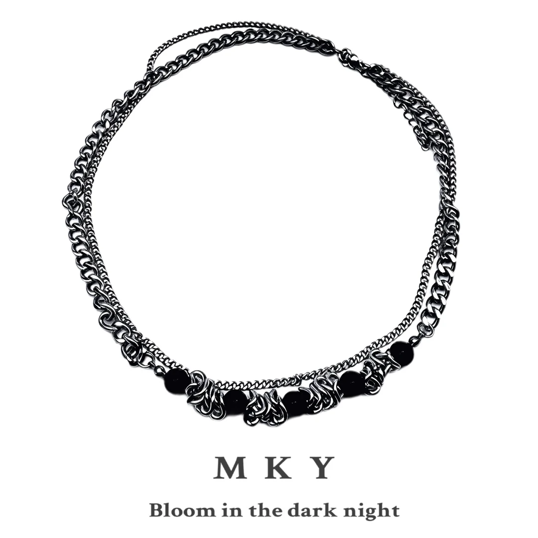 钛钢玻璃项链 MKY/高级感时尚金属哥特朋克男女项链设计锁骨链