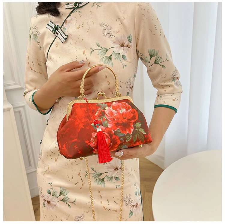 【风吹半夏】时尚复古旗袍中式搭配气质百搭女士古风中国风手拎A738