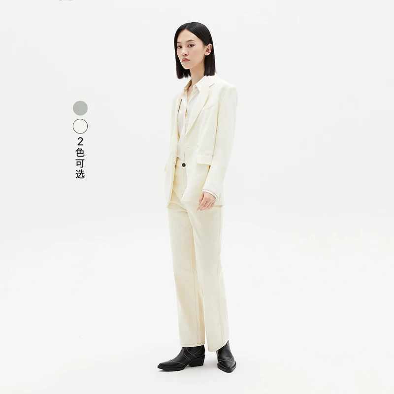 【专柜甄选】LILY凉爽醋酸垂感纯色气质时尚休闲西装123330C2402