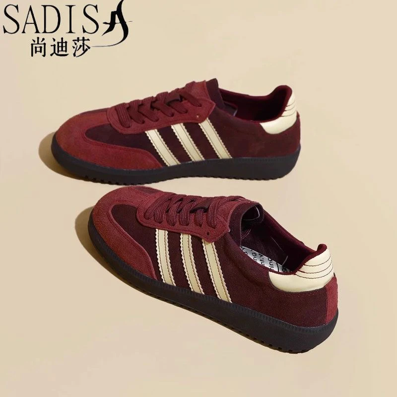 环球复古时尚百搭德训鞋2025春季新款高街ins潮流厚底增高小黑鞋