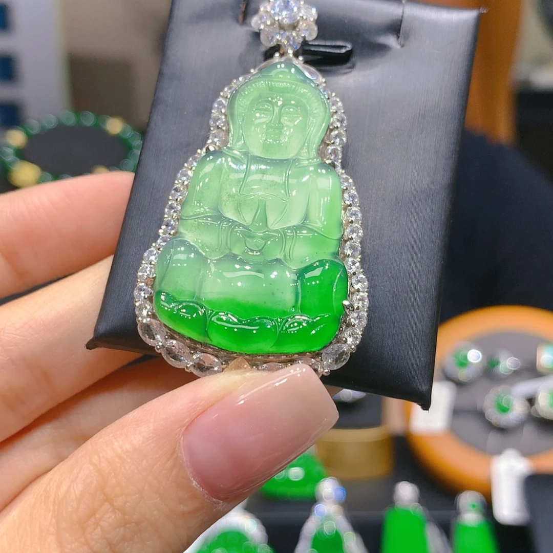 【闪购商品】颈饰银S925镶嵌翡翠4柒姐