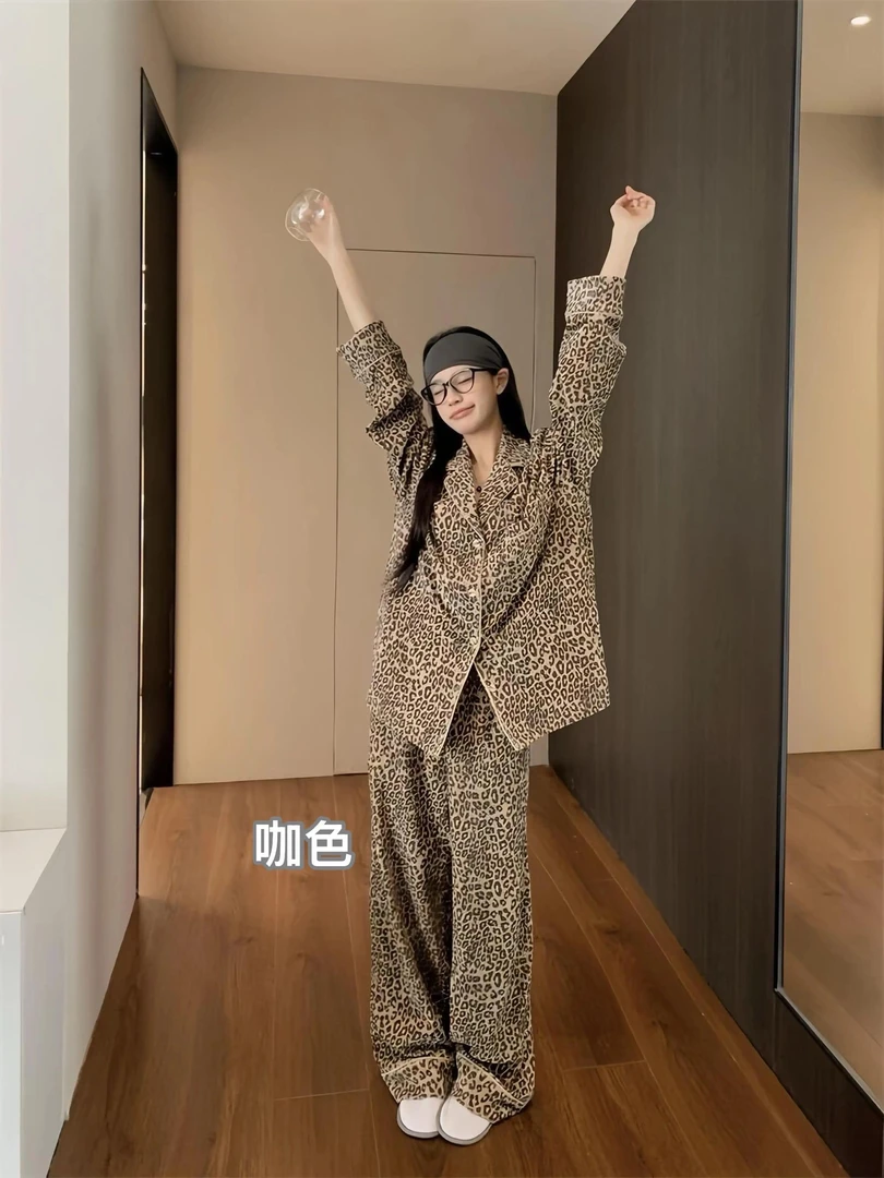 LAK-老钱风男女同款复古豹纹宽松家居服睡衣A1050