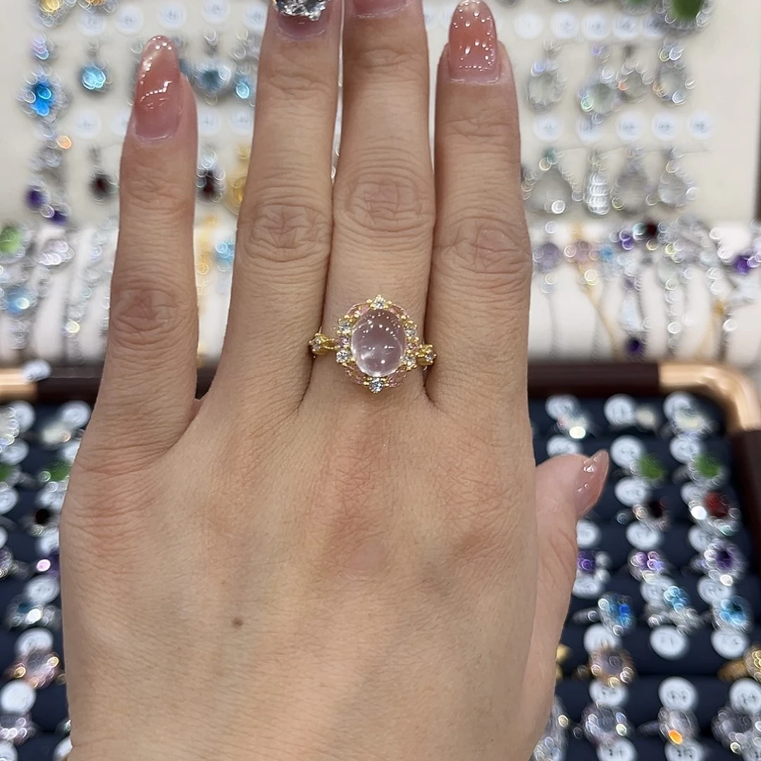 蛇纹石玉银S925镶嵌戒指