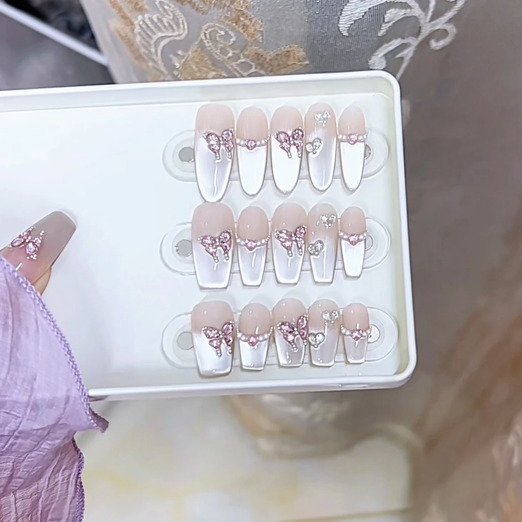 3000 NAIL “冰透蛊蝶”设计师高定原创纯手工高级感猫眼显白穿戴甲