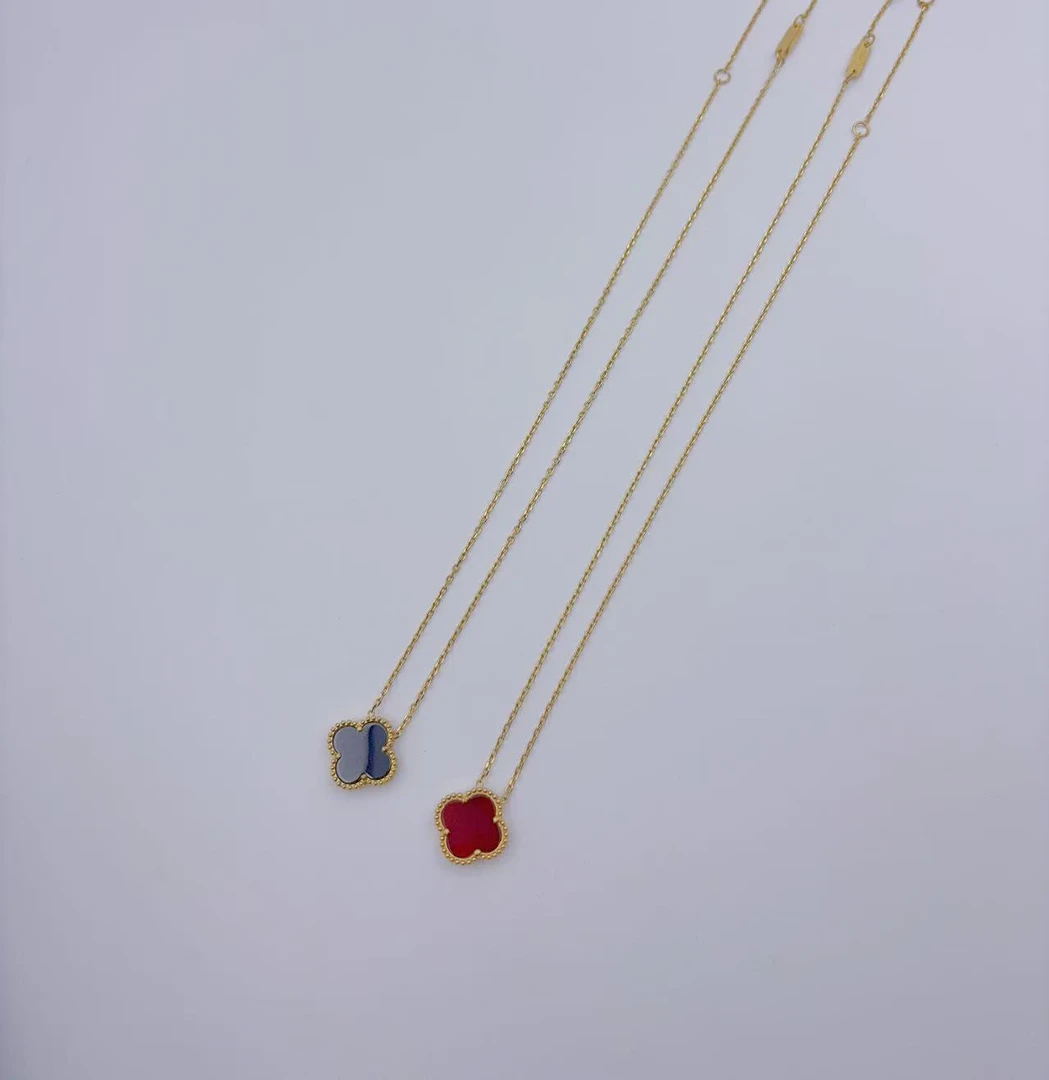 钛钢项链 【Kiss娜】钛钢4176经典瑙瑙方扣花朵项链锁骨链