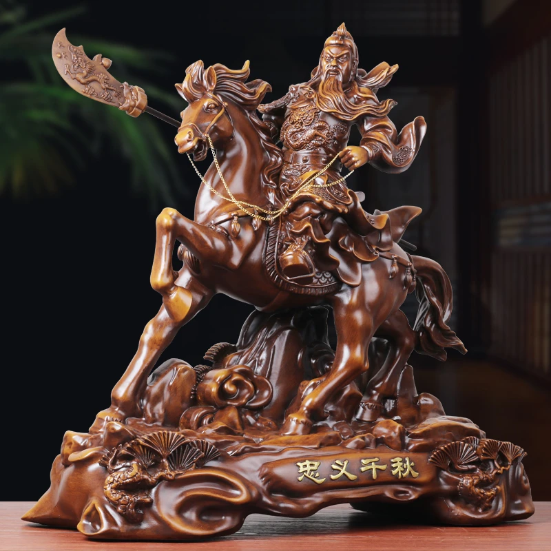 骑马关公忠义千秋关公摆件公司店铺客厅玄关酒柜装饰摆件工艺品
