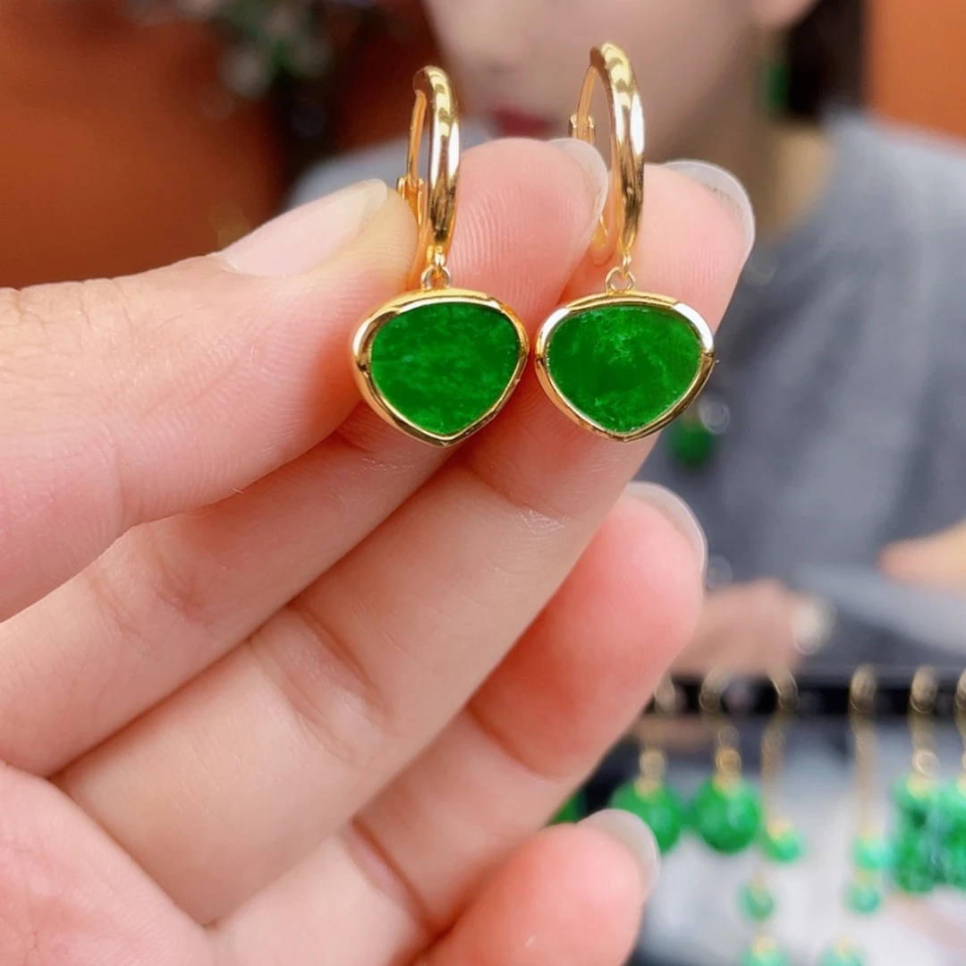 翡翠银S925镶嵌耳饰