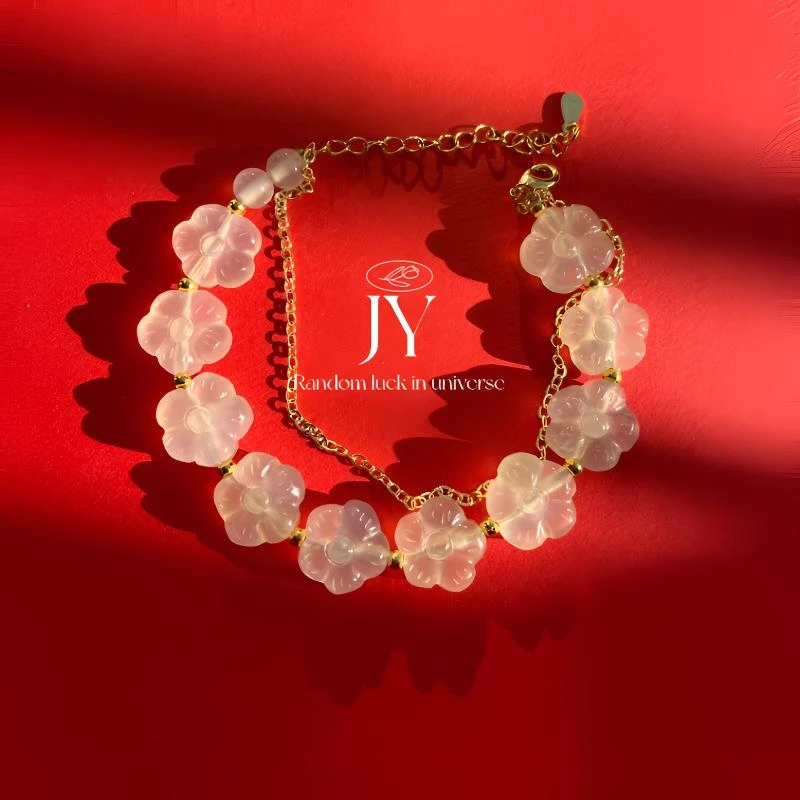 【有钱花手链】纯天然岫玉老师傅纯手工雕刻小花手链（多样性发一）