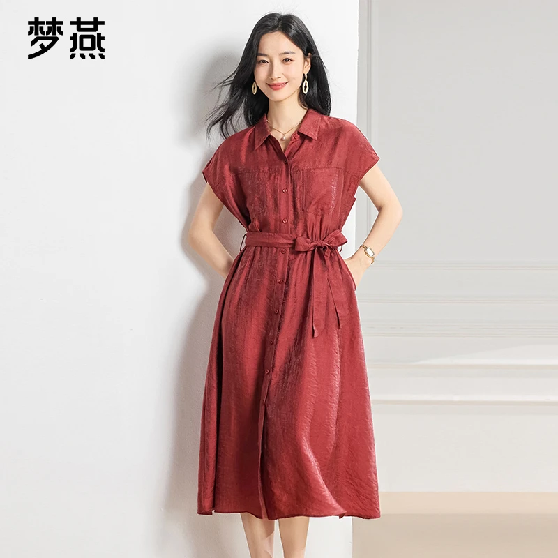 梦燕夏季女款时尚百搭气质大方宽松休闲舒适简约连衣裙BB02B5026