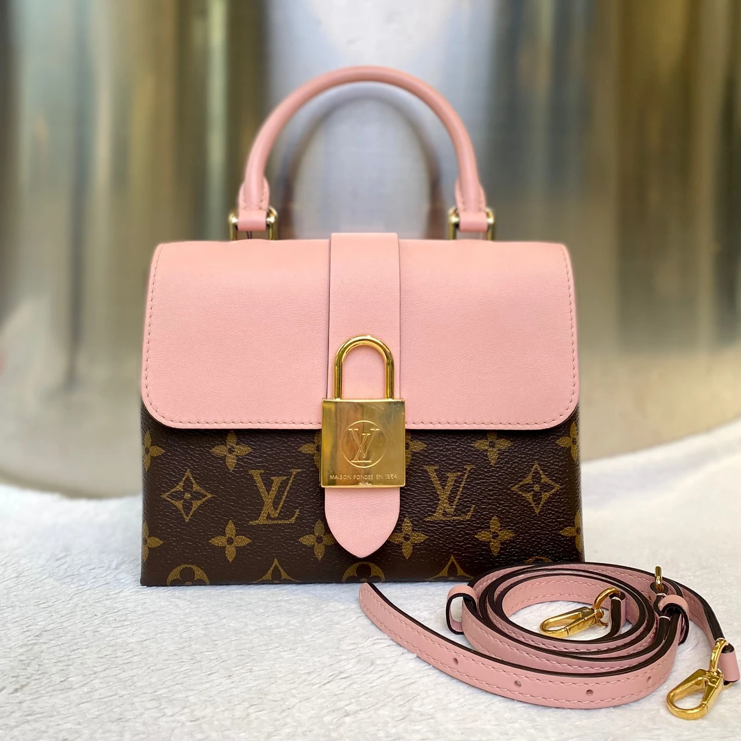 99新 LouisVuitton/路易威登 LV古有98新LV粉锁头手提斜挎包3588