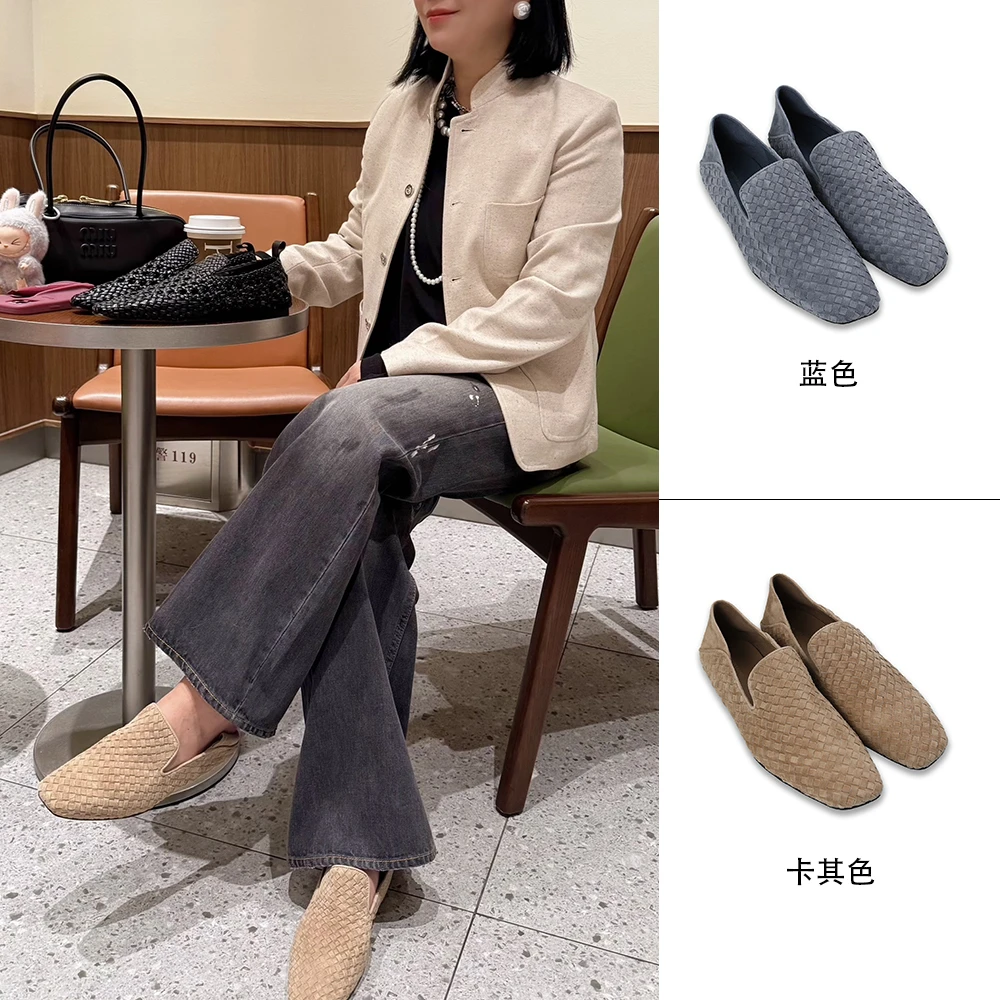 MANIKA GUAN 2025秋冬新款手工编织乐福鞋商务透气一脚蹬MK162430