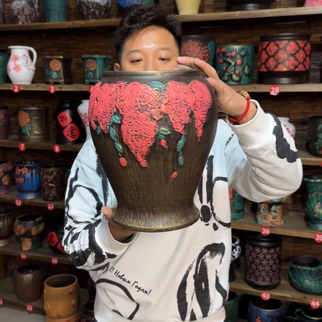 带孔高端浮雕花盆炸炸炸炸