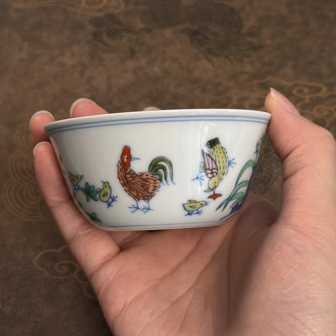 景德镇纯手工手绘青花斗彩鸡缸杯茶杯陶瓷茶具