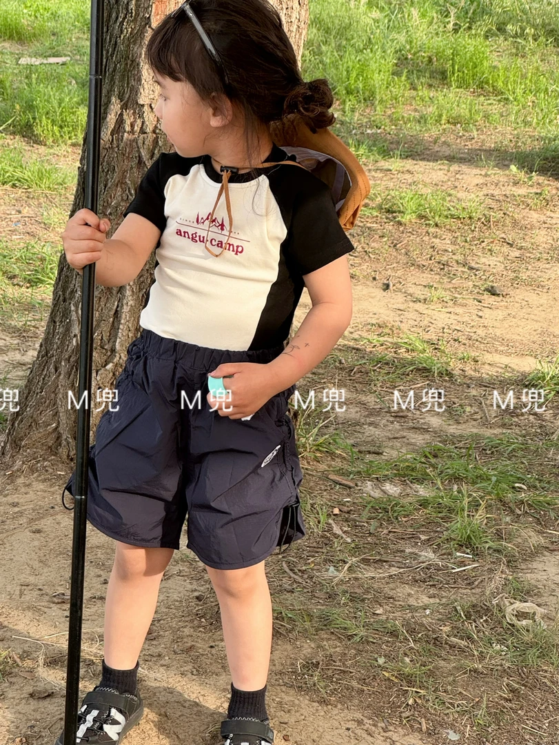 儿童短袖t恤2025夏季新款童装撞色拼接上衣儿童户外运动短袖