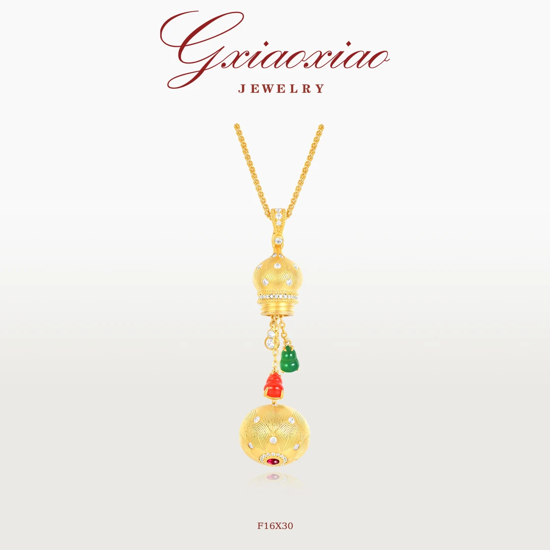 G XIAOXIAO 镀K金 【葫芦娃】时尚经典国风葫芦项链 F16X30