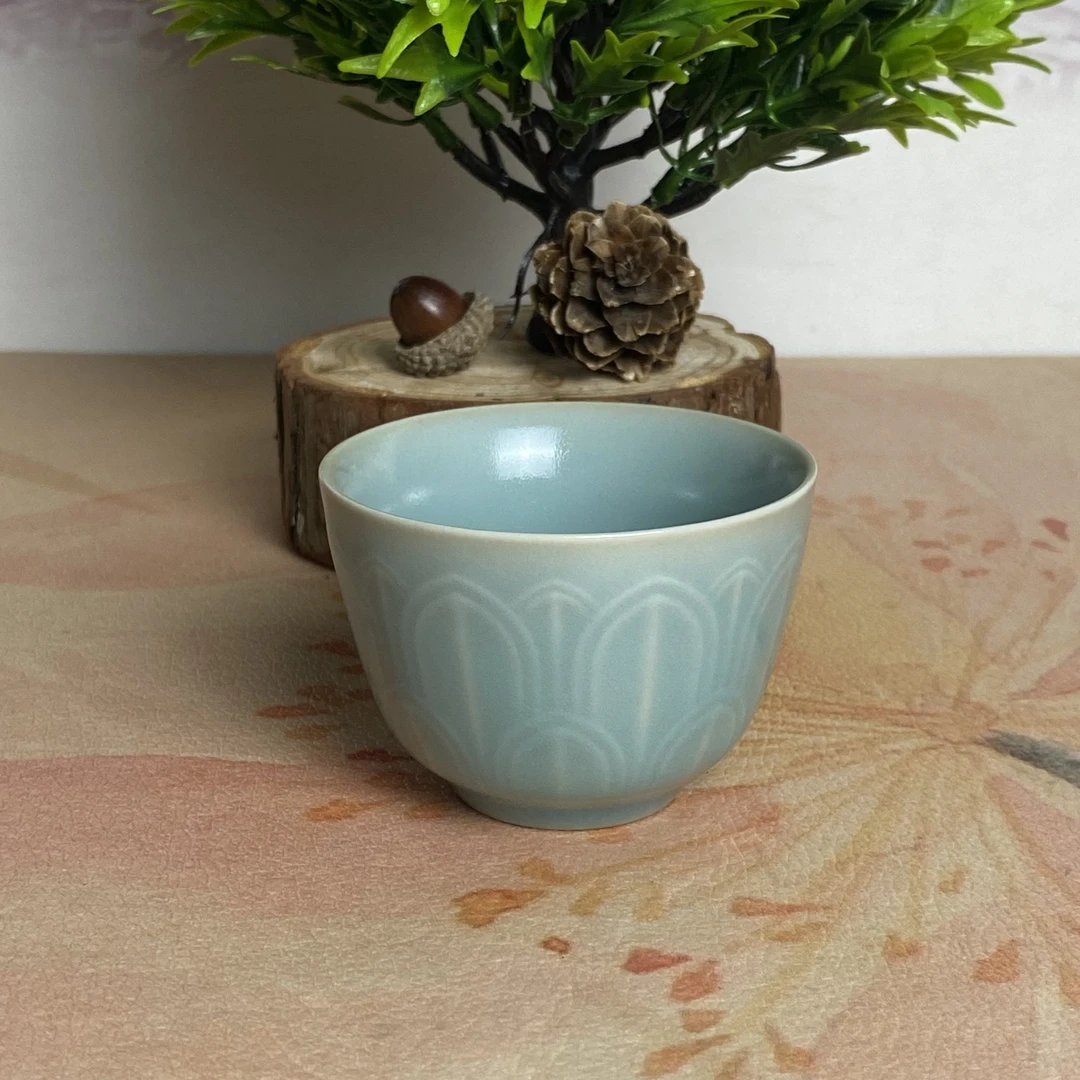 汝窑仿古釉莲瓣杯主人杯原矿釉原产地汝瓷手工拉坯支钉烧茶具茶器