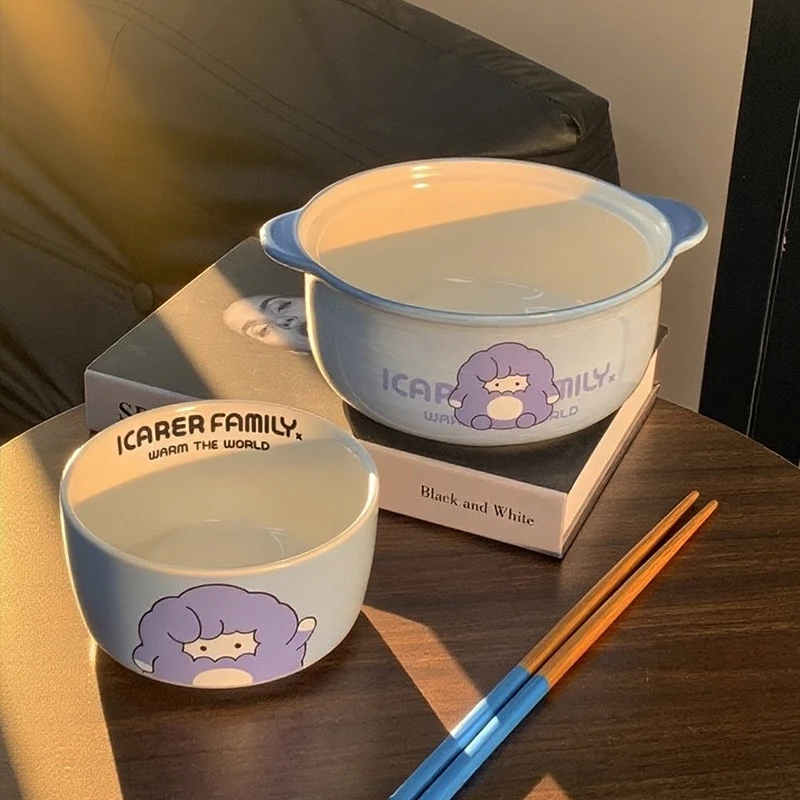 艾克家族陶瓷泡面碗套装高颜值碗少女宿舍泡面碗家用饭碗情侣礼物