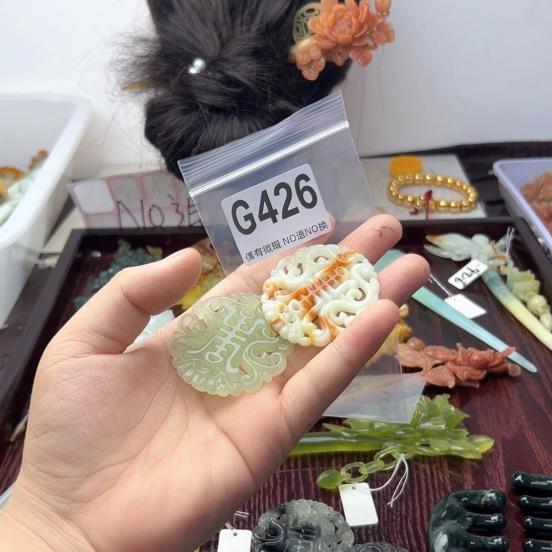 蛇纹石玉合金发饰a****a